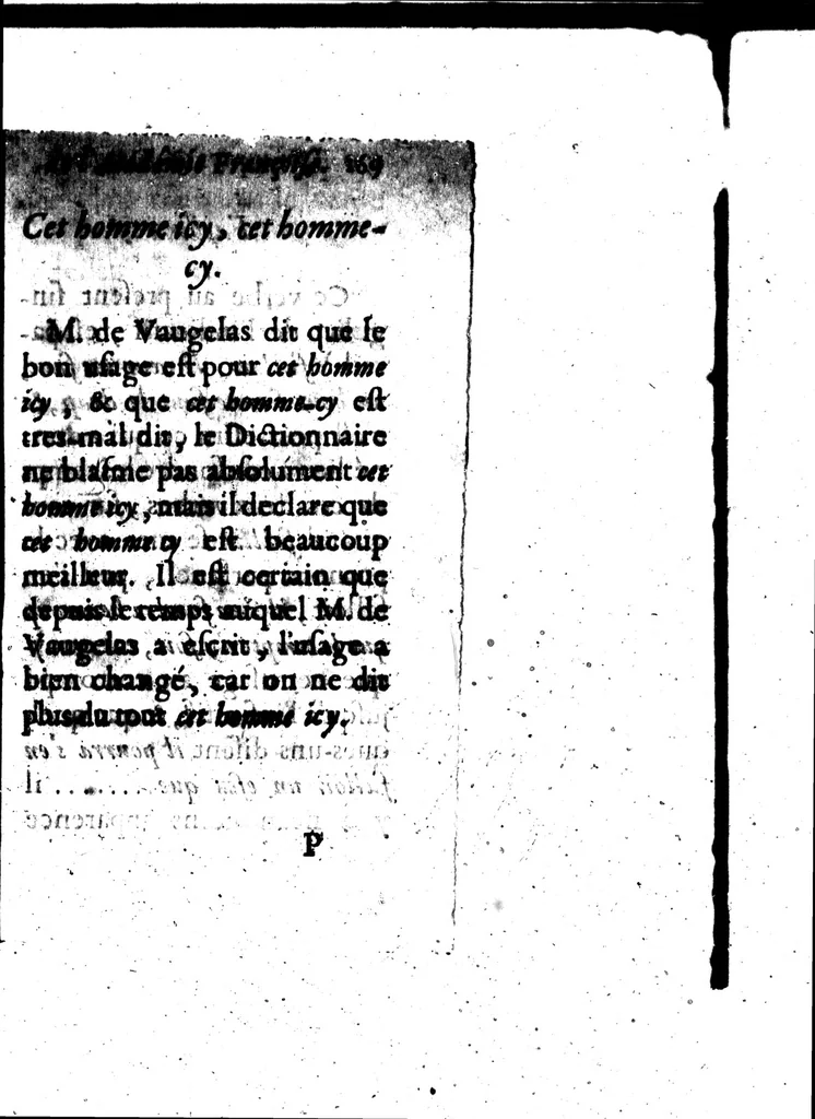 An illustration from Remarques et decisions de l'Académie Françoise [microforme], 1698, leaf 183