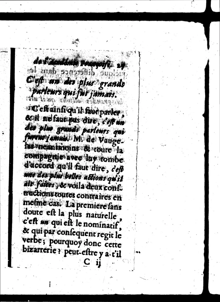 An illustration from Remarques et decisions de l'Académie Françoise [microforme], 1698, leaf 41