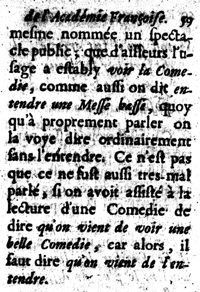 An illustration from Remarques et decisions de l'Académie Françoise [microforme], 1698, leaf 73