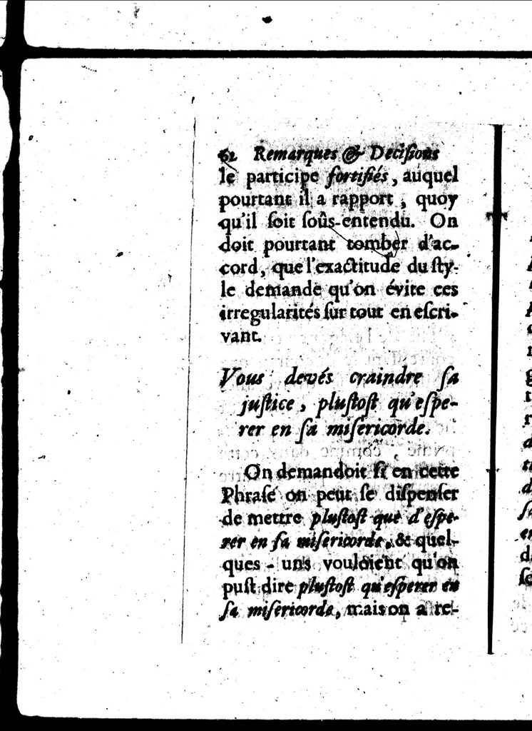 An illustration from Remarques et decisions de l'Académie Françoise [microforme], 1698, leaf 76
