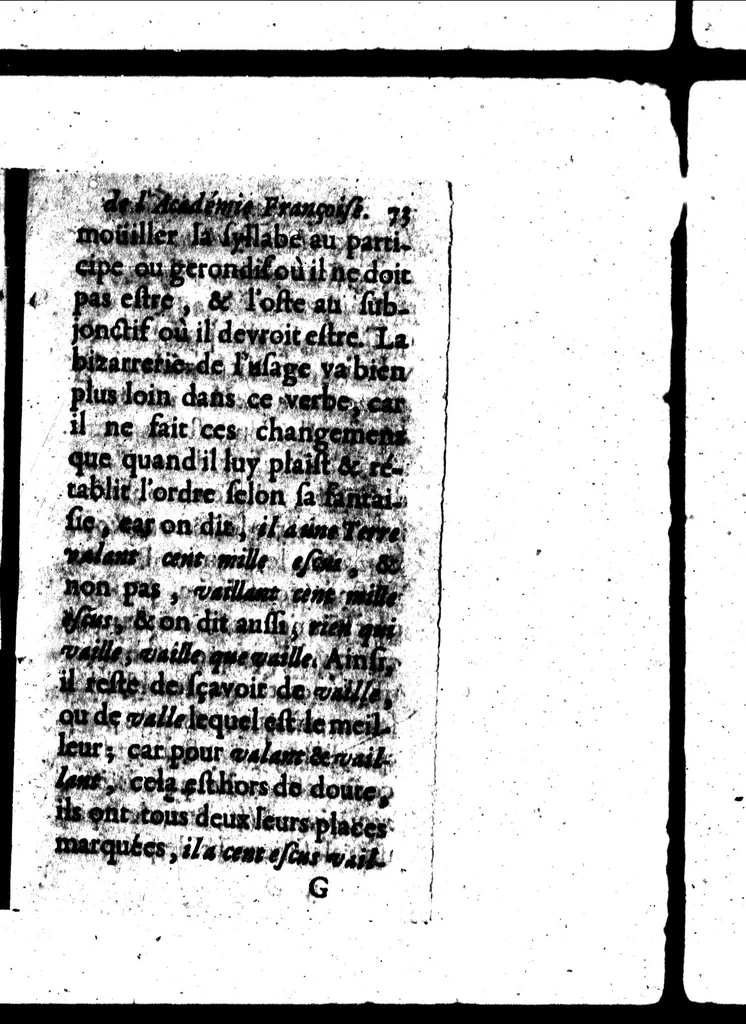 An illustration from Remarques et decisions de l'Académie Françoise [microforme], 1698, leaf 87