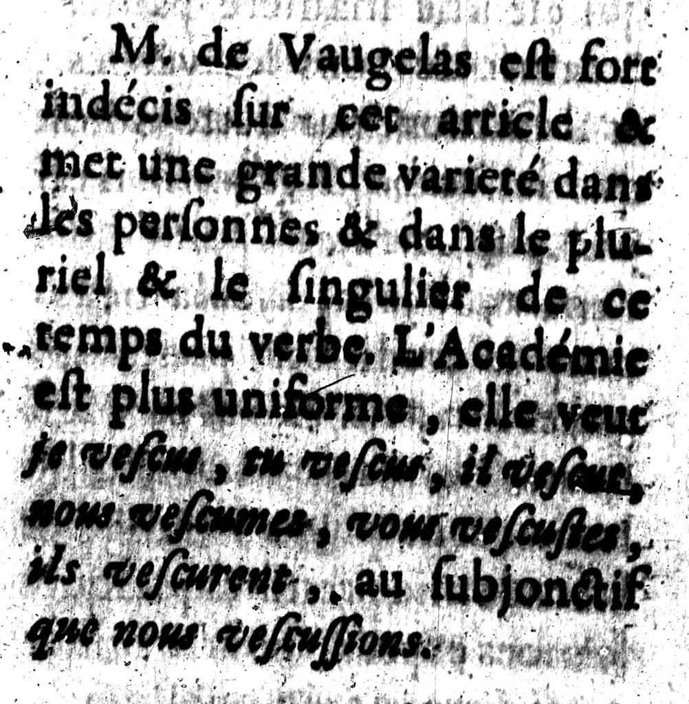 An illustration from Remarques et decisions de l'Académie Françoise [microforme], 1698, leaf 96