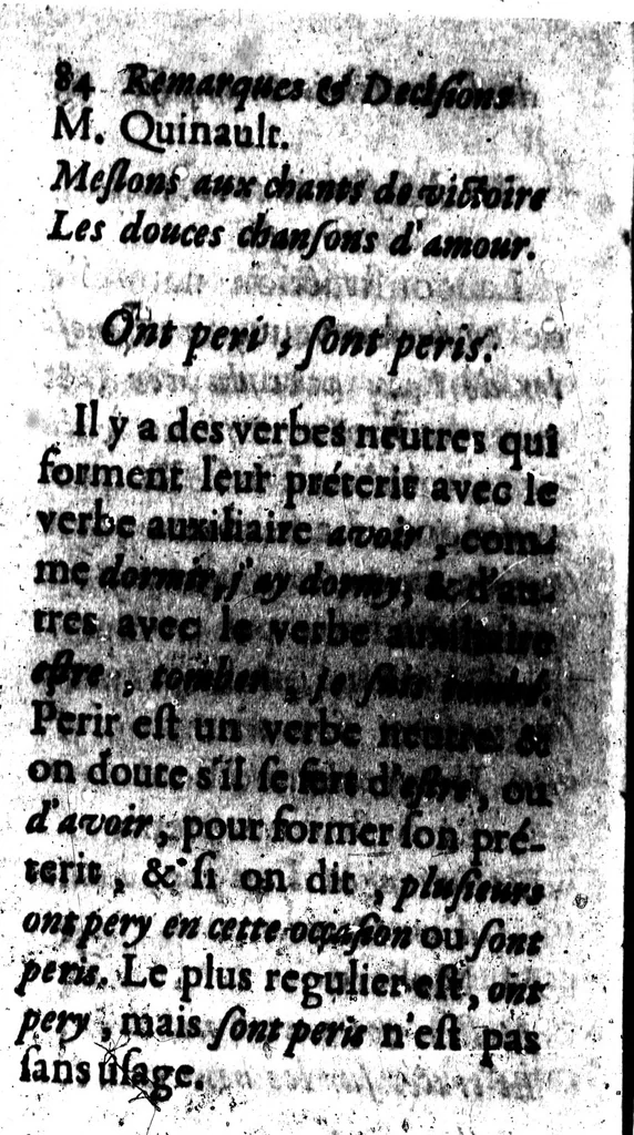An illustration from Remarques et decisions de l'Académie Françoise [microforme], 1698, leaf 98
