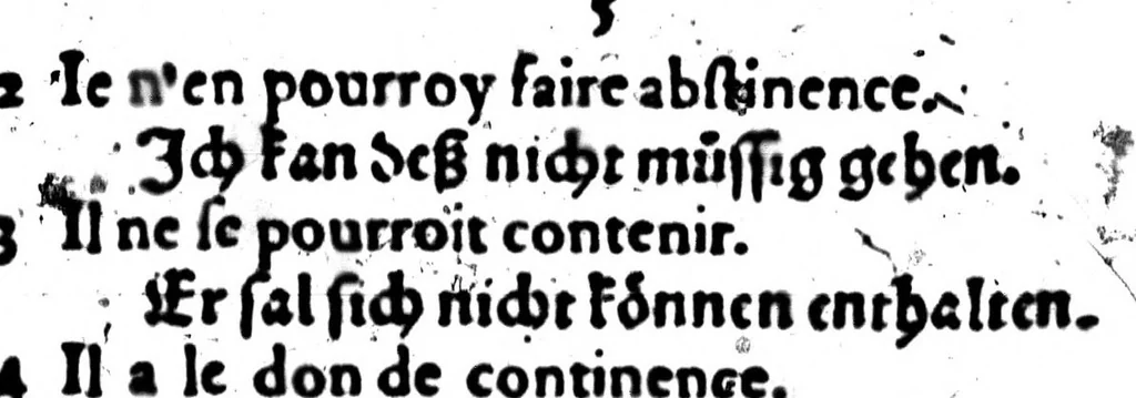 An illustration from Synonymes. C'est à dire plusieurs propos, porpres tant en escrivant qu'en parlant, tirez quasi tous à un mesme sens pour monstrer la richesse de la langue françoise [microforme], 1569, leaf 13