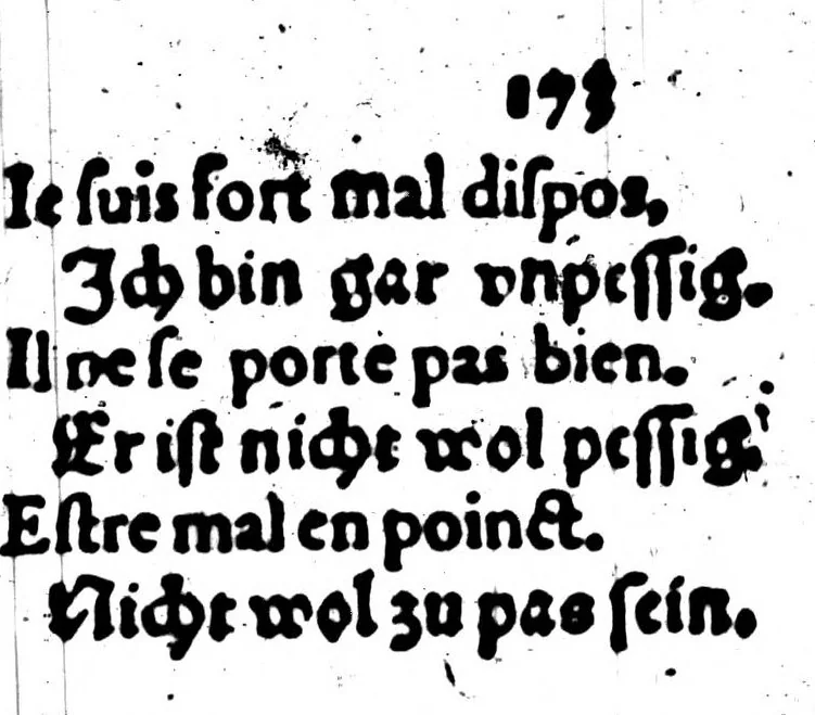 An illustration from Synonymes. C'est à dire plusieurs propos, porpres tant en escrivant qu'en parlant, tirez quasi tous à un mesme sens pour monstrer la richesse de la langue françoise [microforme], 1569, leaf 181
