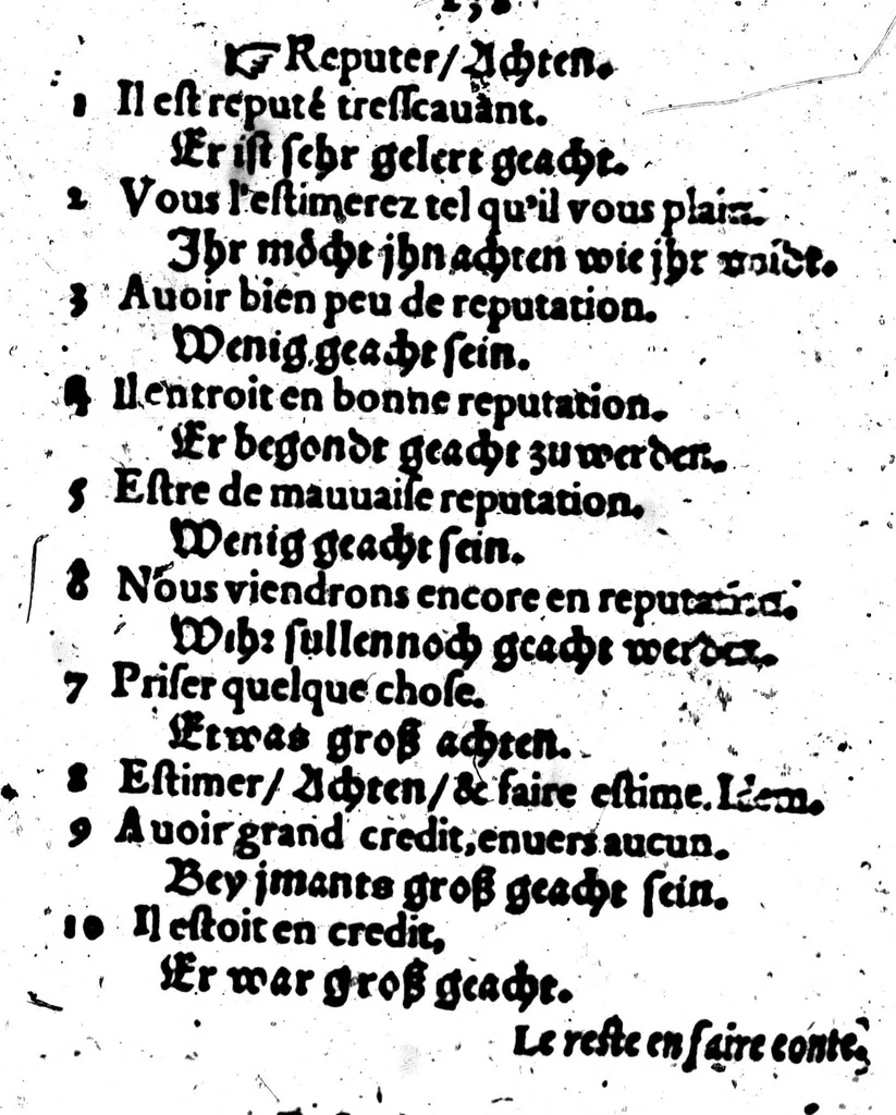 An illustration from Synonymes. C'est à dire plusieurs propos, porpres tant en escrivant qu'en parlant, tirez quasi tous à un mesme sens pour monstrer la richesse de la langue françoise [microforme], 1569, leaf 246