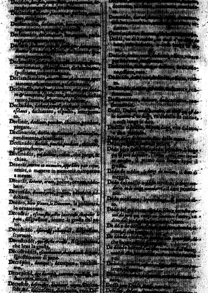An illustration from Tesoro de las tres lenguas, francesa, italiana y española [microforme] = Thresor des trois langues, francoise, italiene, espagnolle : auquel est continue l'explication de toutes les trois respectivement l'une par l'autre : divisé en deux parties ..., 1609, leaf 199
