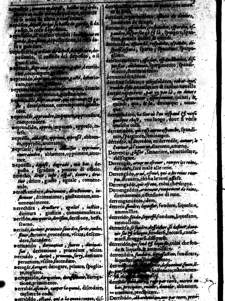 An illustration from Tesoro de las tres lenguas, francesa, italiana y española [microforme] = Thresor des trois langues, francoise, italiene, espagnolle : auquel est continue l'explication de toutes les trois respectivement l'une par l'autre : divisé en deux parties ..., 1609, leaf 204