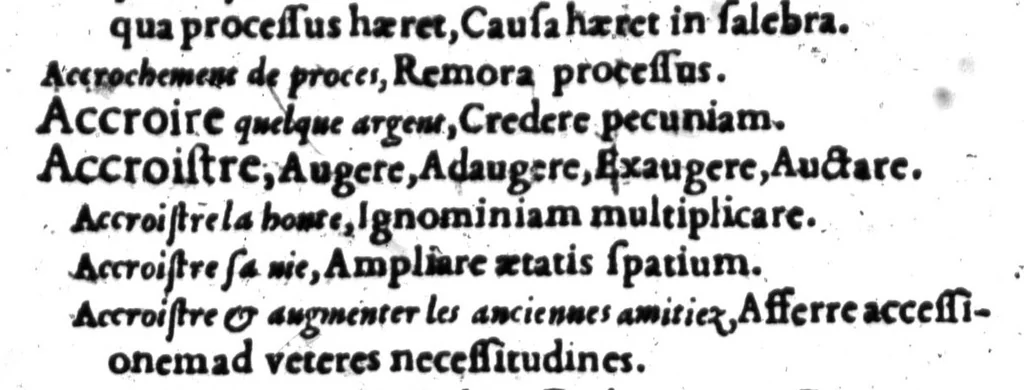An illustration from Dictionnaire francois-latin, autrement dict, Les mots francois avec les manieres duser dideux, tournez en latin [microforme], 1549, leaf 10