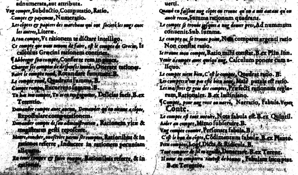 An illustration from Dictionnaire francois-latin, autrement dict, Les mots francois avec les manieres duser dideux, tournez en latin [microforme], 1549, leaf 122