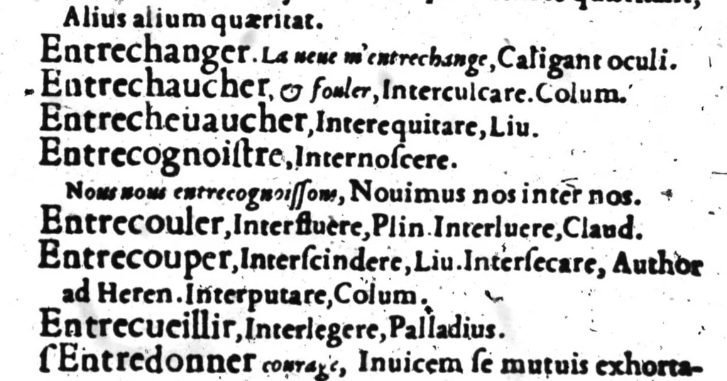 An illustration from Dictionnaire francois-latin, autrement dict, Les mots francois avec les manieres duser dideux, tournez en latin [microforme], 1549, leaf 223