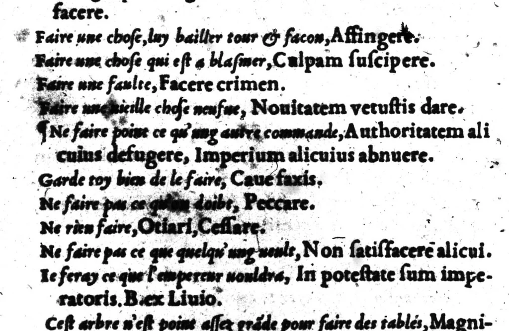 An illustration from Dictionnaire francois-latin, autrement dict, Les mots francois avec les manieres duser dideux, tournez en latin [microforme], 1549, leaf 258