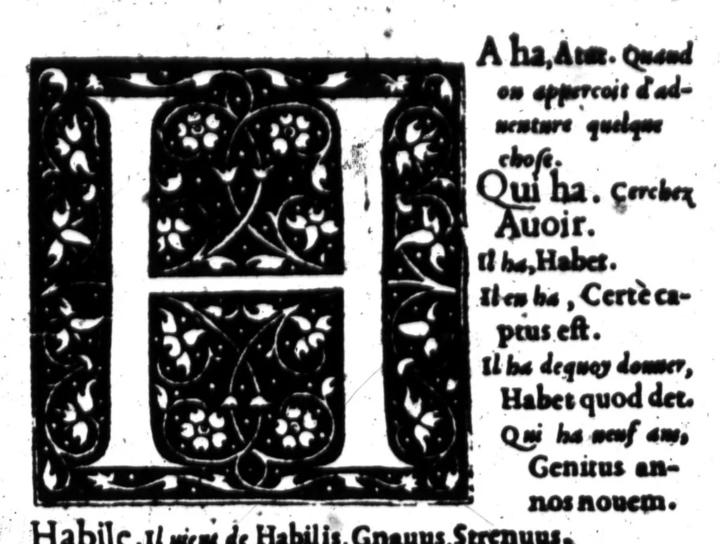 An illustration from Dictionnaire francois-latin, autrement dict, Les mots francois avec les manieres duser dideux, tournez en latin [microforme], 1549, leaf 304