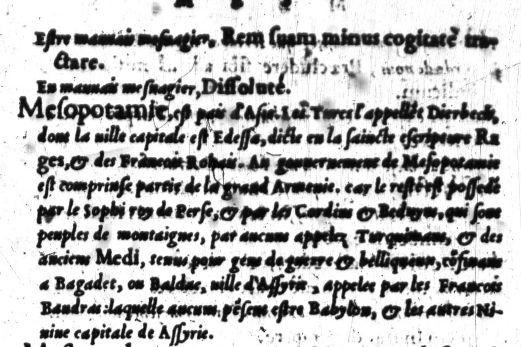 An illustration from Dictionnaire francois-latin, autrement dict, Les mots francois avec les manieres duser dideux, tournez en latin [microforme], 1549, leaf 380