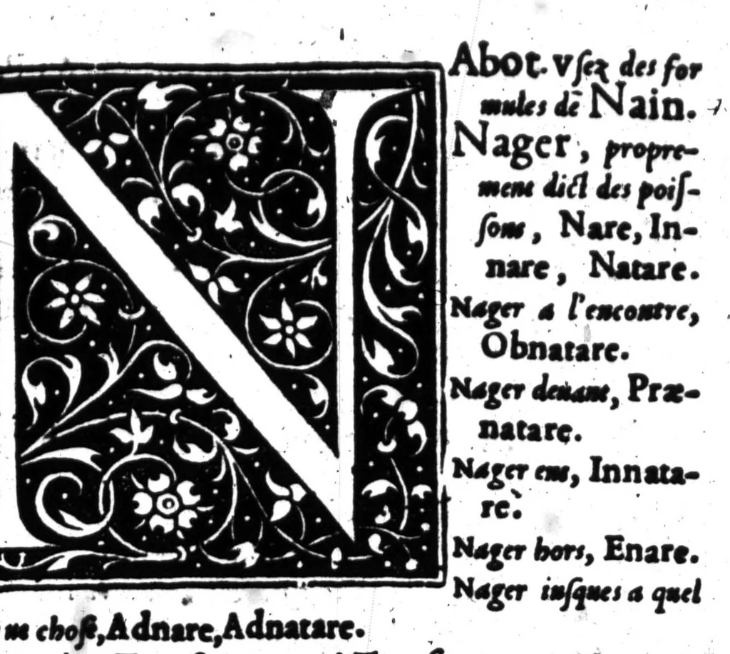 An illustration from Dictionnaire francois-latin, autrement dict, Les mots francois avec les manieres duser dideux, tournez en latin [microforme], 1549, leaf 399