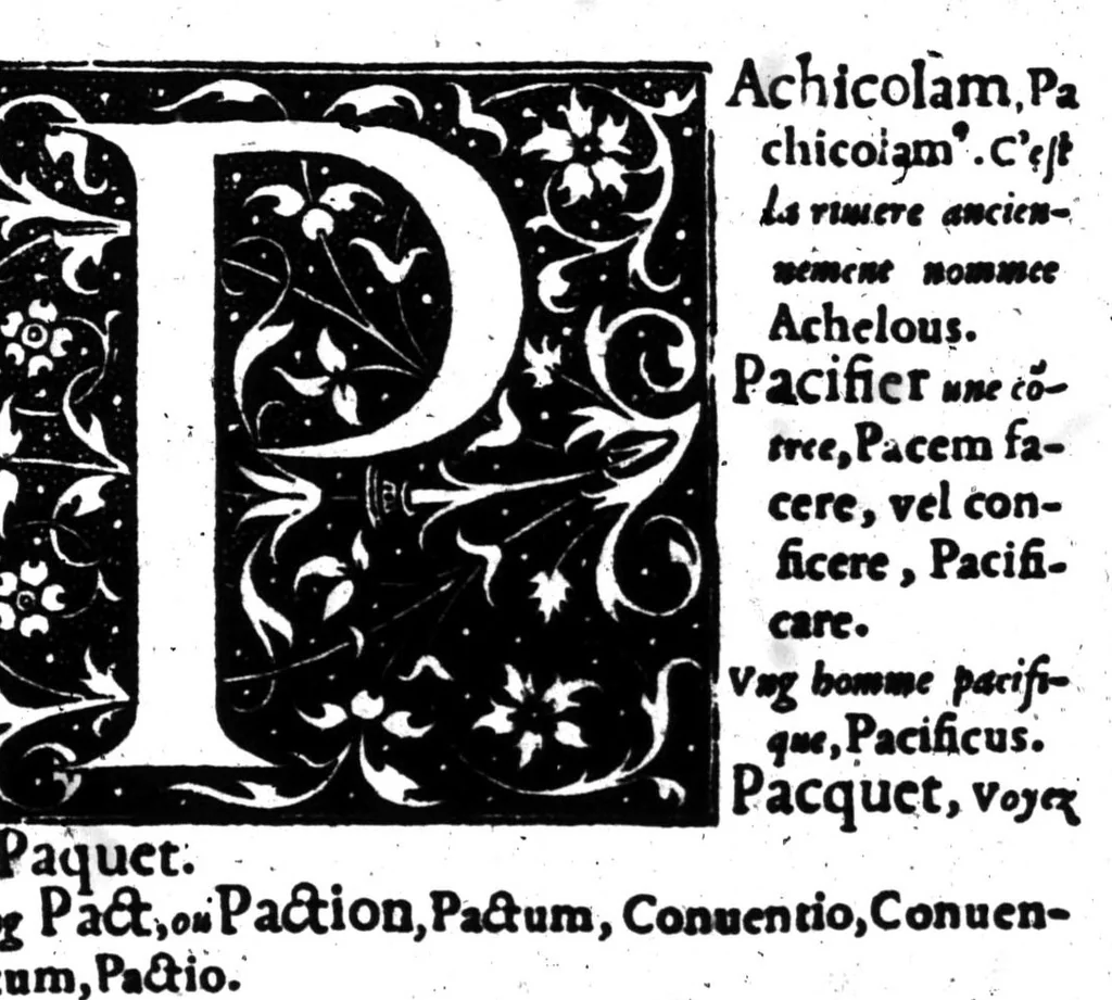 An illustration from Dictionnaire francois-latin, autrement dict, Les mots francois avec les manieres duser dideux, tournez en latin [microforme], 1549, leaf 427