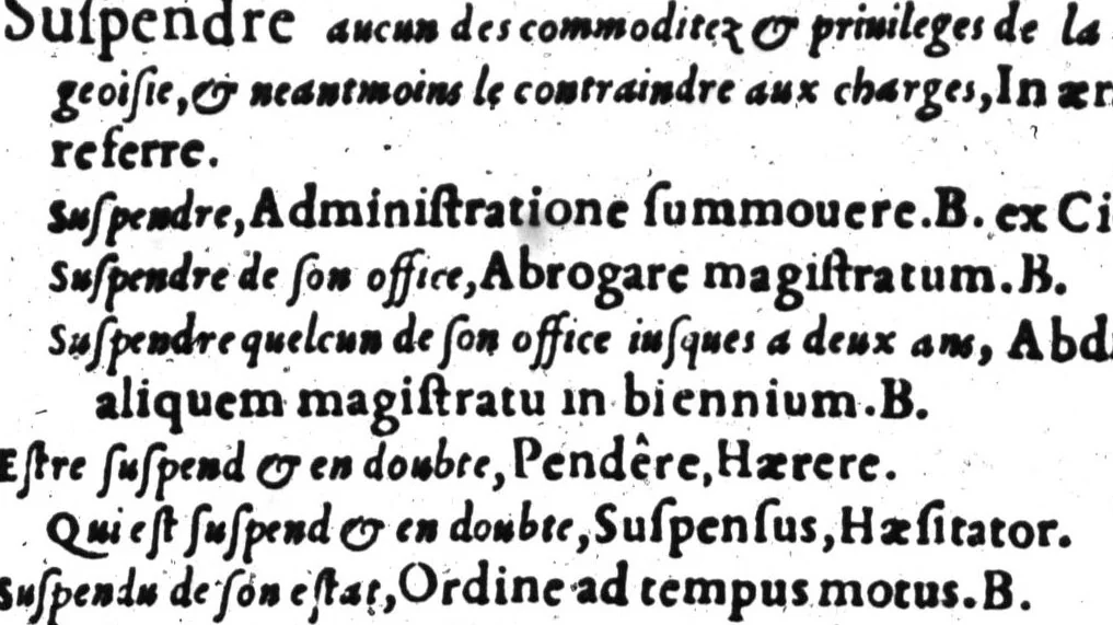 An illustration from Dictionnaire francois-latin, autrement dict, Les mots francois avec les manieres duser dideux, tournez en latin [microforme], 1549, leaf 598