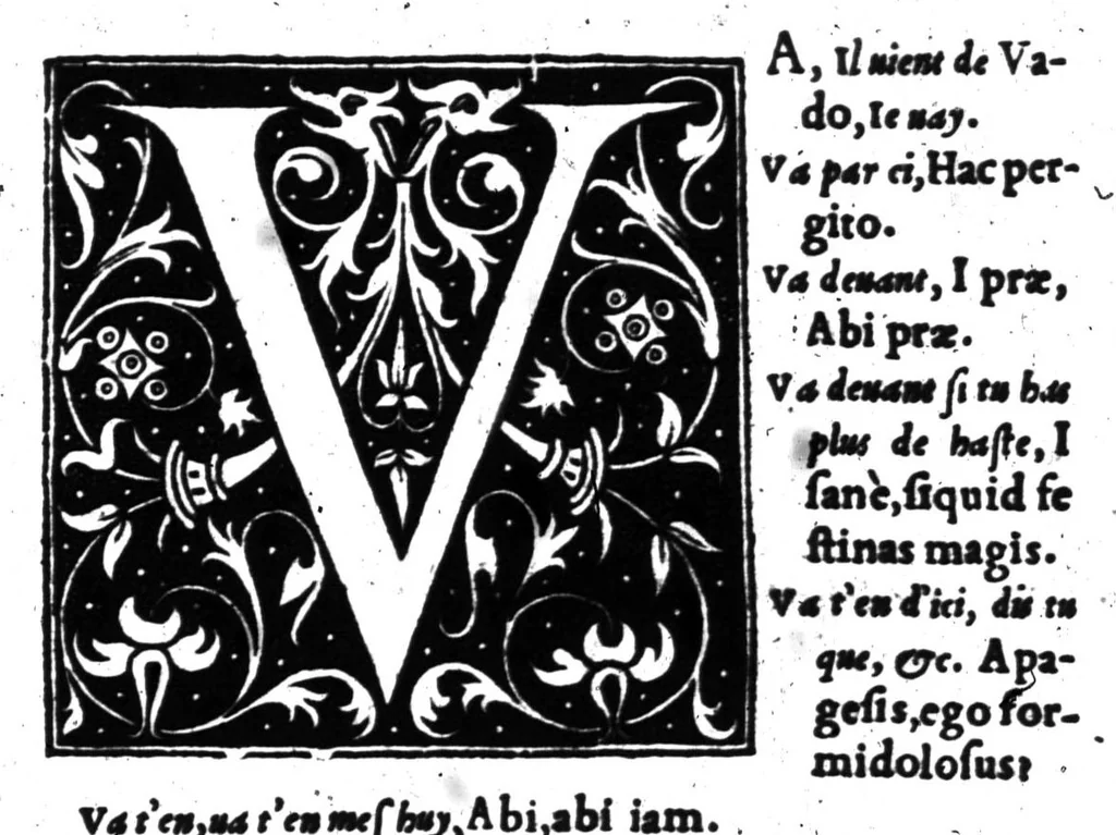 An illustration from Dictionnaire francois-latin, autrement dict, Les mots francois avec les manieres duser dideux, tournez en latin [microforme], 1549, leaf 637