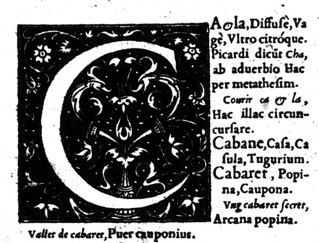An illustration from Dictionnaire francois-latin, autrement dict, Les mots francois avec les manieres duser dideux, tournez en latin [microforme], 1549, leaf 85
