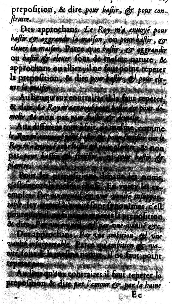 An illustration from Remarques sur la langue françoise utile à ceux qui veulent bien parler et bien éscrire [microforme], 1647, leaf 299