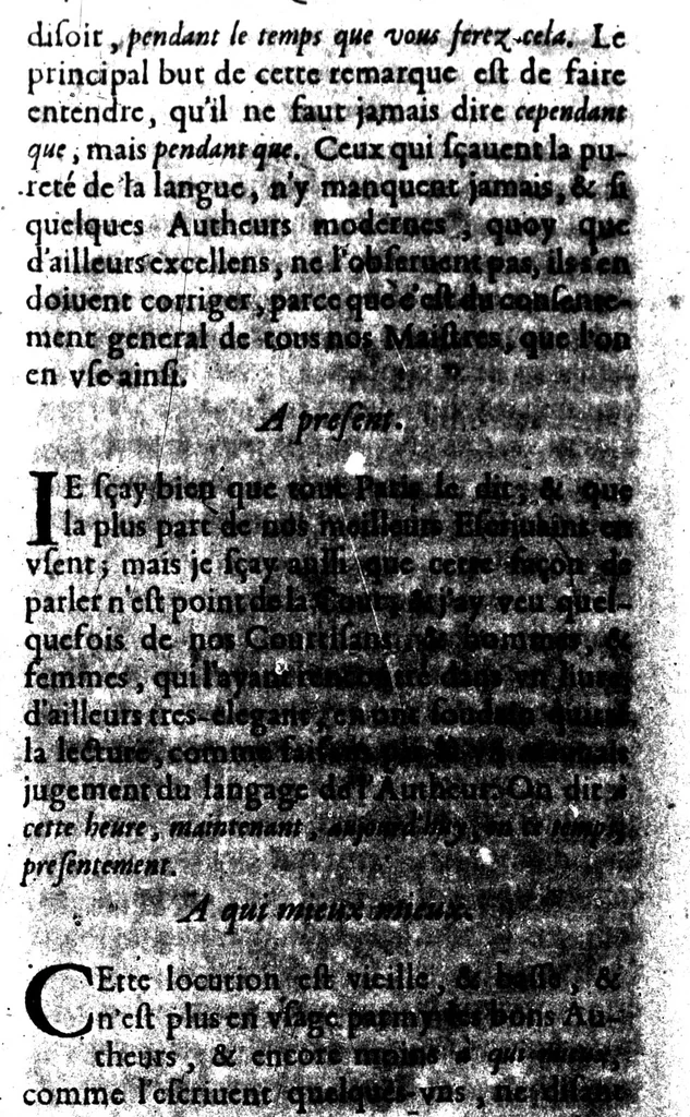 An illustration from Remarques sur la langue françoise utile à ceux qui veulent bien parler et bien éscrire [microforme], 1647, leaf 306
