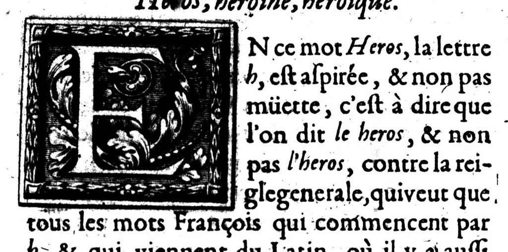 An illustration from Remarques sur la langue françoise utile à ceux qui veulent bien parler et bien éscrire [microforme], 1647, leaf 61