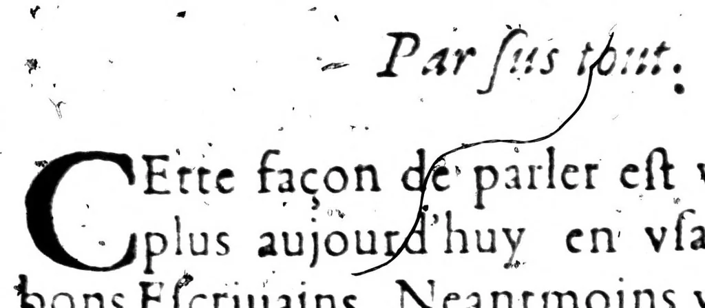 An illustration from Remarques sur la langue françoise utile à ceux qui veulent bien parler et bien éscrire [microforme], 1647, leaf 626