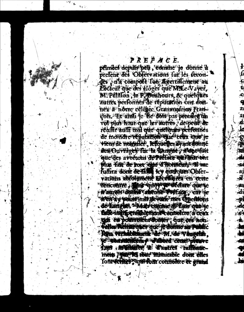 An illustration from Nouvelles remarques de M. de Vaugelas sur la langue françoise [microforme], 1690, leaf 10