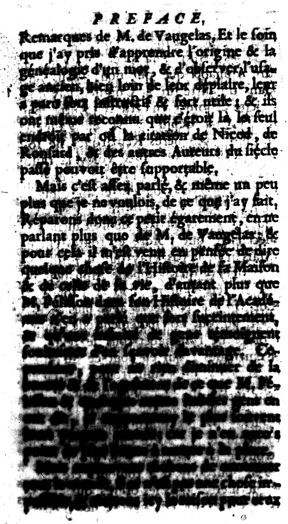 An illustration from Nouvelles remarques de M. de Vaugelas sur la langue françoise [microforme], 1690, leaf 26