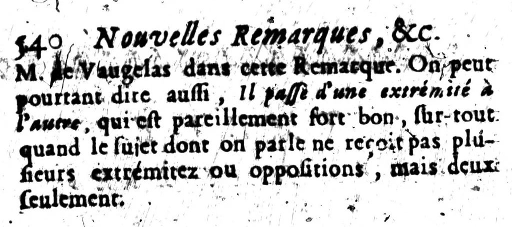 An illustration from Nouvelles remarques de M. de Vaugelas sur la langue françoise [microforme], 1690, leaf 628