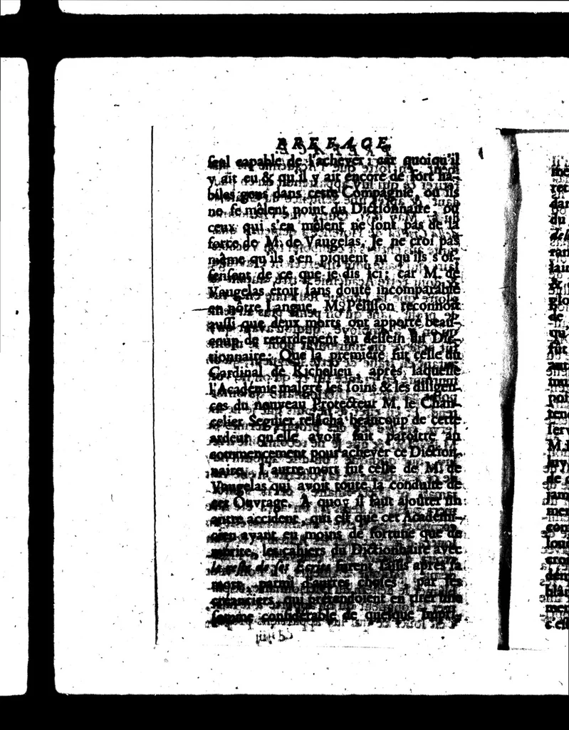 An illustration from Nouvelles remarques de M. de Vaugelas sur la langue françoise [microforme], 1690, leaf 76