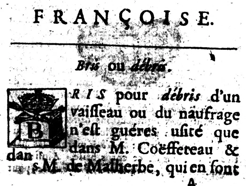 An illustration from Nouvelles remarques de M. de Vaugelas sur la langue françoise [microforme], 1690, leaf 89