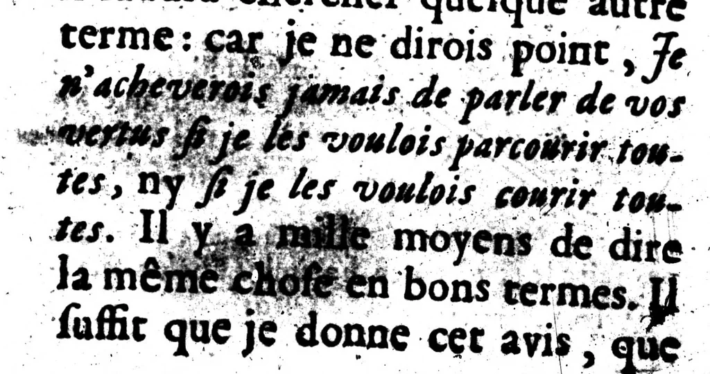 An illustration from Nouvelles remarques de M. de Vaugelas sur la langue françoise [microforme], 1690, leaf 96
