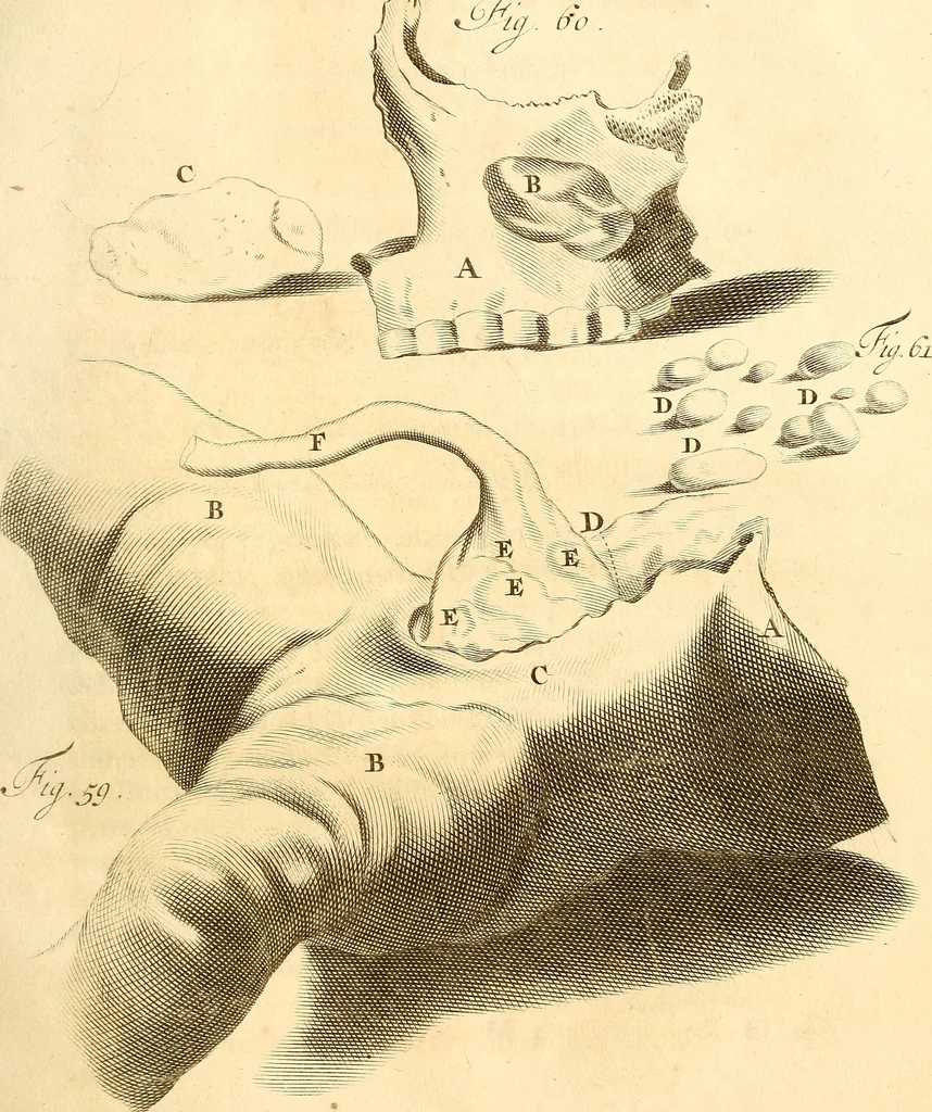An illustration from Frederici Ruyschii ... Observationum anatomico-chirurgicarum centuria : accedit catalogus rariorum, quae in museo Ruyschiano asservantur ..., 1691, leaf 172