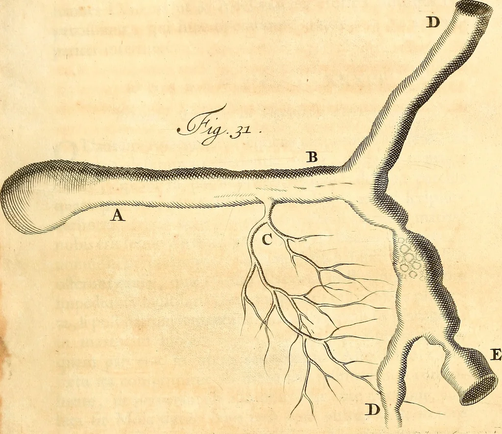 An illustration from Frederici Ruyschii ... Observationum anatomico-chirurgicarum centuria : accedit catalogus rariorum, quae in museo Ruyschiano asservantur ..., 1691, leaf 94