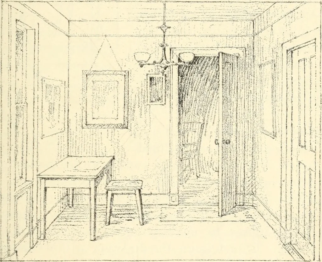 An illustration from Freehand perspective and sketching; principles and methods of expression in the pictorial representation of common objects, interiors, buildings and landscapes, 1916, leaf 124