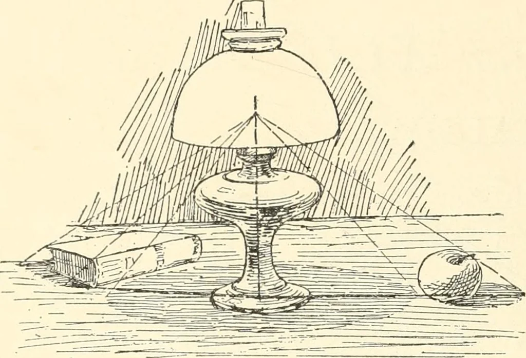 An illustration from Freehand perspective and sketching; principles and methods of expression in the pictorial representation of common objects, interiors, buildings and landscapes, 1916, leaf 163