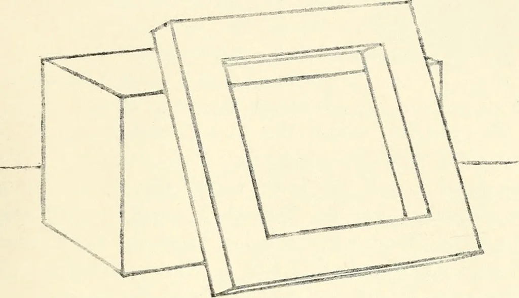 An illustration from Freehand perspective and sketching; principles and methods of expression in the pictorial representation of common objects, interiors, buildings and landscapes, 1916, leaf 184