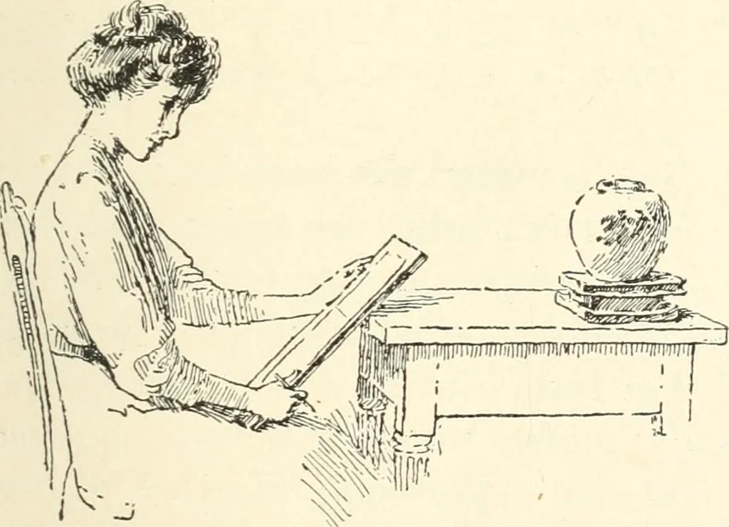 An illustration from Freehand perspective and sketching; principles and methods of expression in the pictorial representation of common objects, interiors, buildings and landscapes, 1916, leaf 20