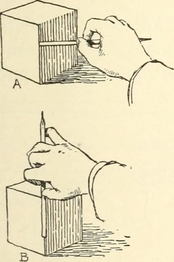 An illustration from Freehand perspective and sketching; principles and methods of expression in the pictorial representation of common objects, interiors, buildings and landscapes, 1916, leaf 74
