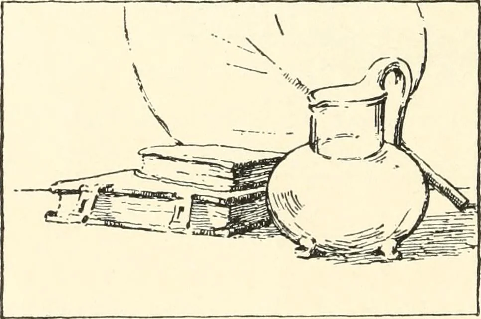 An illustration from Freehand perspective and sketching; principles and methods of expression in the pictorial representation of common objects, interiors, buildings and landscapes, 1916, leaf 87