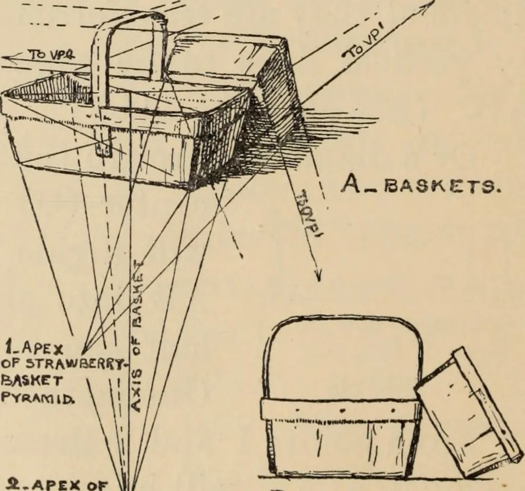 An illustration from Freehand perspective and sketching; principles and methods of expression in the pictorial representation of common objects, interiors, buildings and landscapes, 1910, leaf 107