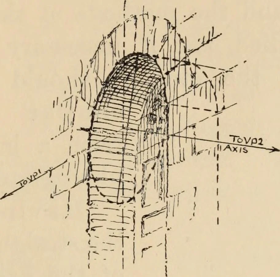 An illustration from Freehand perspective and sketching; principles and methods of expression in the pictorial representation of common objects, interiors, buildings and landscapes, 1910, leaf 116