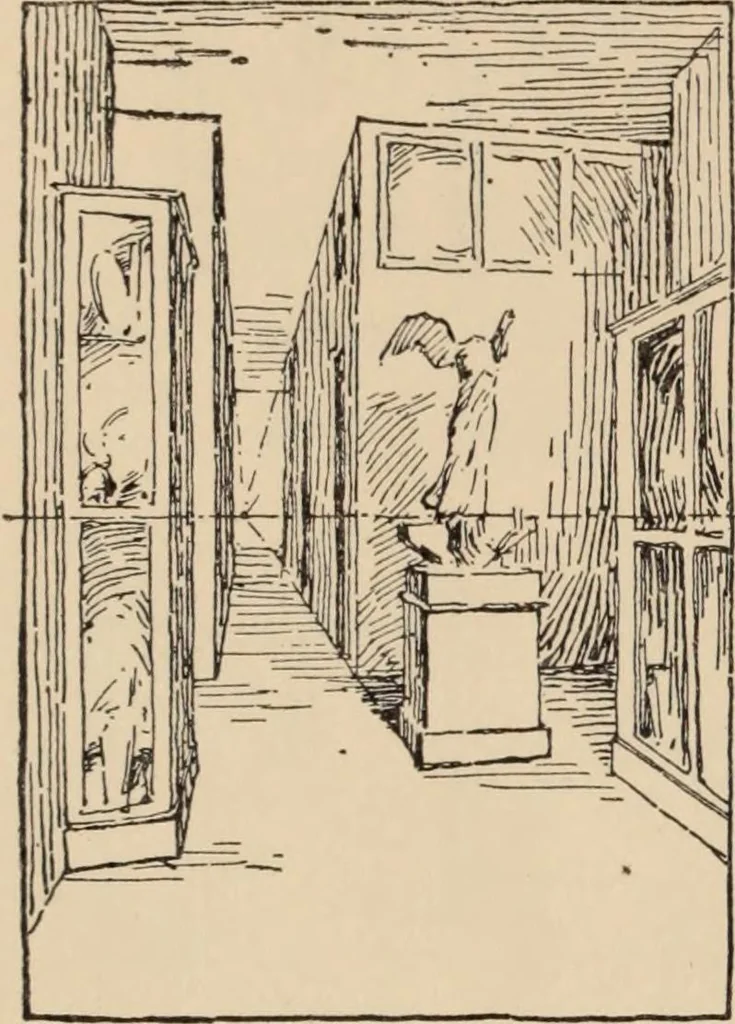 An illustration from Freehand perspective and sketching; principles and methods of expression in the pictorial representation of common objects, interiors, buildings and landscapes, 1910, leaf 151