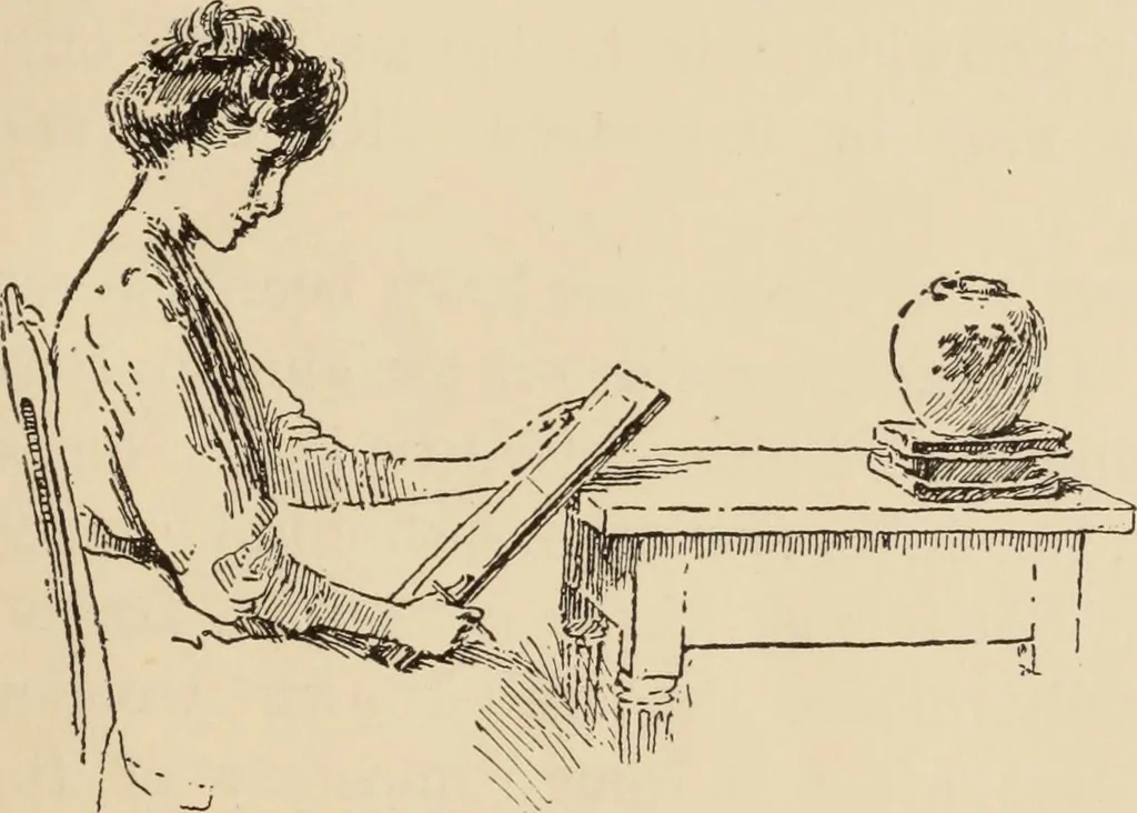 An illustration from Freehand perspective and sketching; principles and methods of expression in the pictorial representation of common objects, interiors, buildings and landscapes, 1910, leaf 18