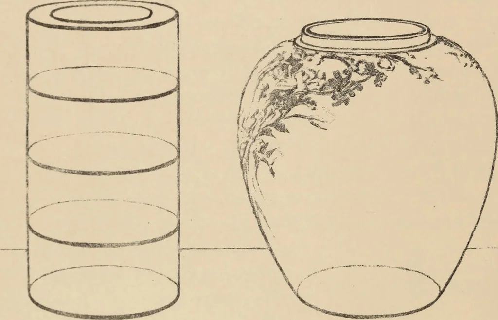 An illustration from Freehand perspective and sketching; principles and methods of expression in the pictorial representation of common objects, interiors, buildings and landscapes, 1910, leaf 29