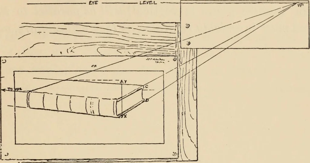 An illustration from Freehand perspective and sketching; principles and methods of expression in the pictorial representation of common objects, interiors, buildings and landscapes, 1910, leaf 76
