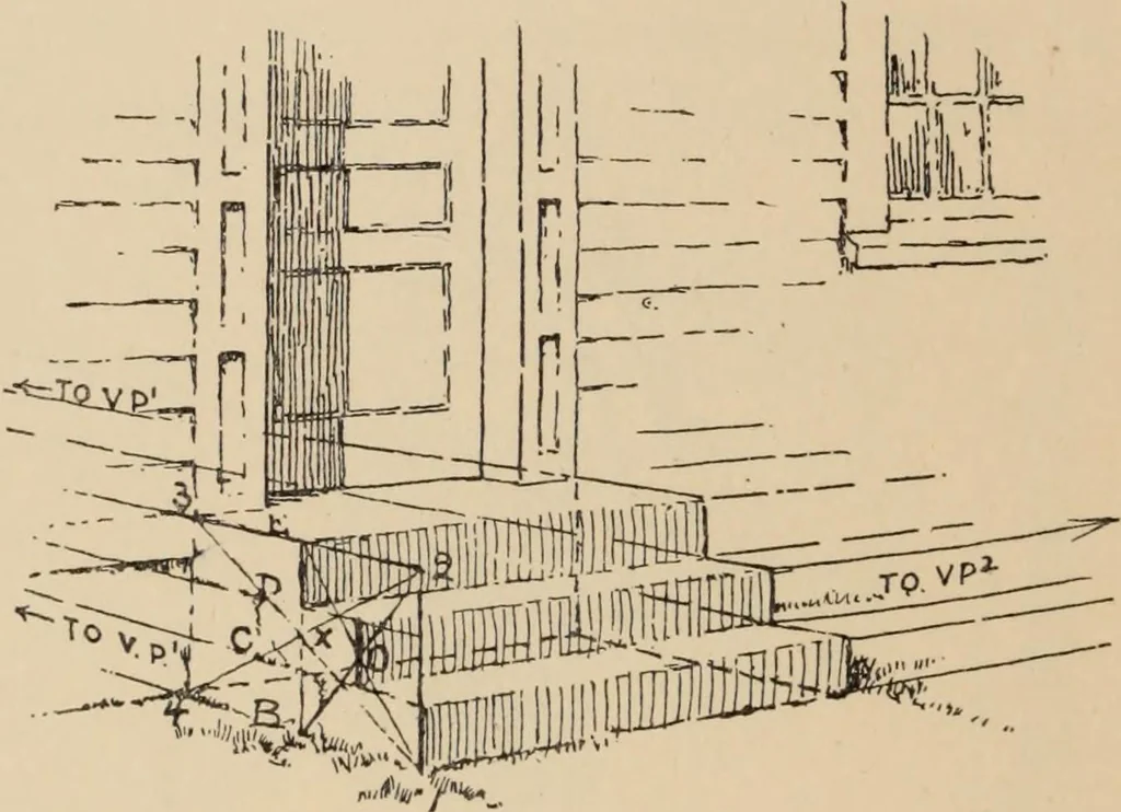 An illustration from Freehand perspective and sketching; principles and methods of expression in the pictorial representation of common objects, interiors, buildings and landscapes, 1910, leaf 95