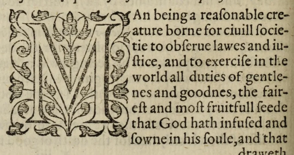 An illustration from The French academie : wherin is discoursed the institution of maners, and whatsoeuer els concerneth the good and happie life of all estates and callings, by preceptes of doctrine, and examples of the liues of ancient sages and famous men, 1586, leaf 170