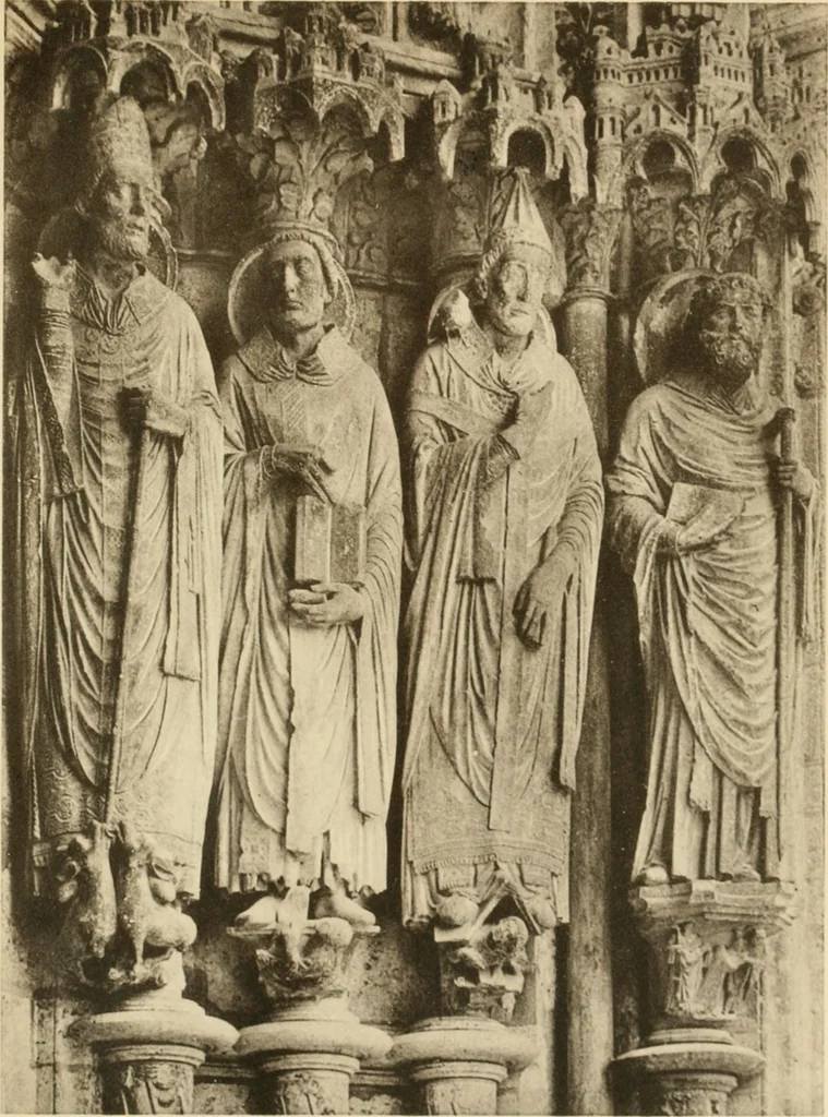 An illustration from French sculpture of the thirteenth century: seventy-eight examples of masterpieces of medieval art illustrating the works at Reims and showing their place in the history of sculpture, 1915, leaf 42
